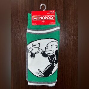 MONOPOLY NOVELTY CREW SOCKS NWT MEN’S SHOE SIZE 6-12